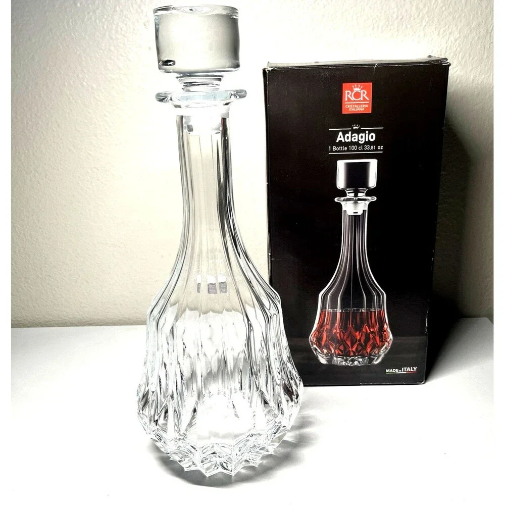 RCR Adagio Luxion Crystal Decanter – 1000 ml Whisky & Wine Decanter (NEW)